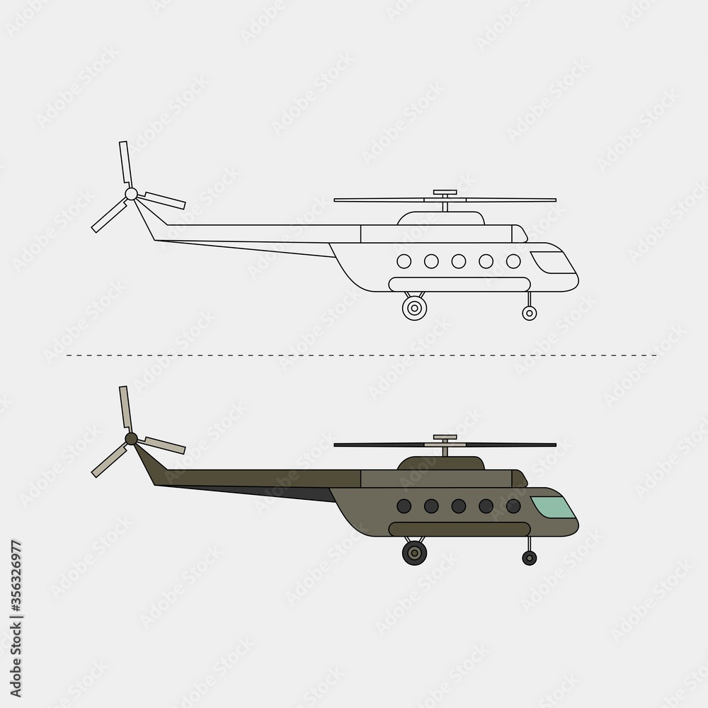 Vector Design of Military Vehicle for Colors Book