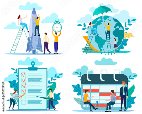 Protection of the planet earth, start-Up, Business negotiations, Business consultations.A set of illustrations for the design.flat vector illustration.
