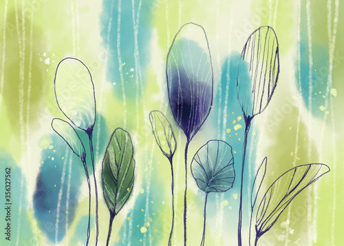 Natural leaf art illustration painting