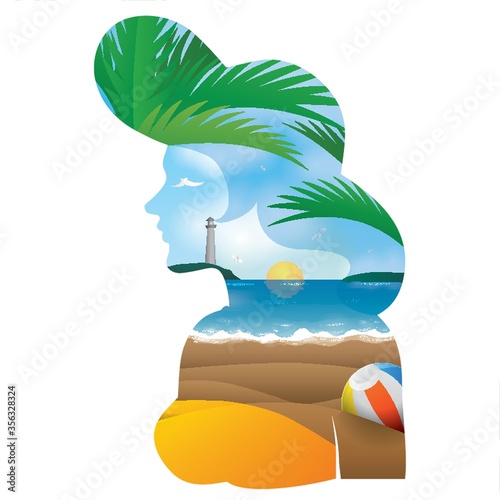 double exposure of man and beach