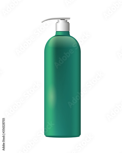 bottle with push dispenser product with metalic green color