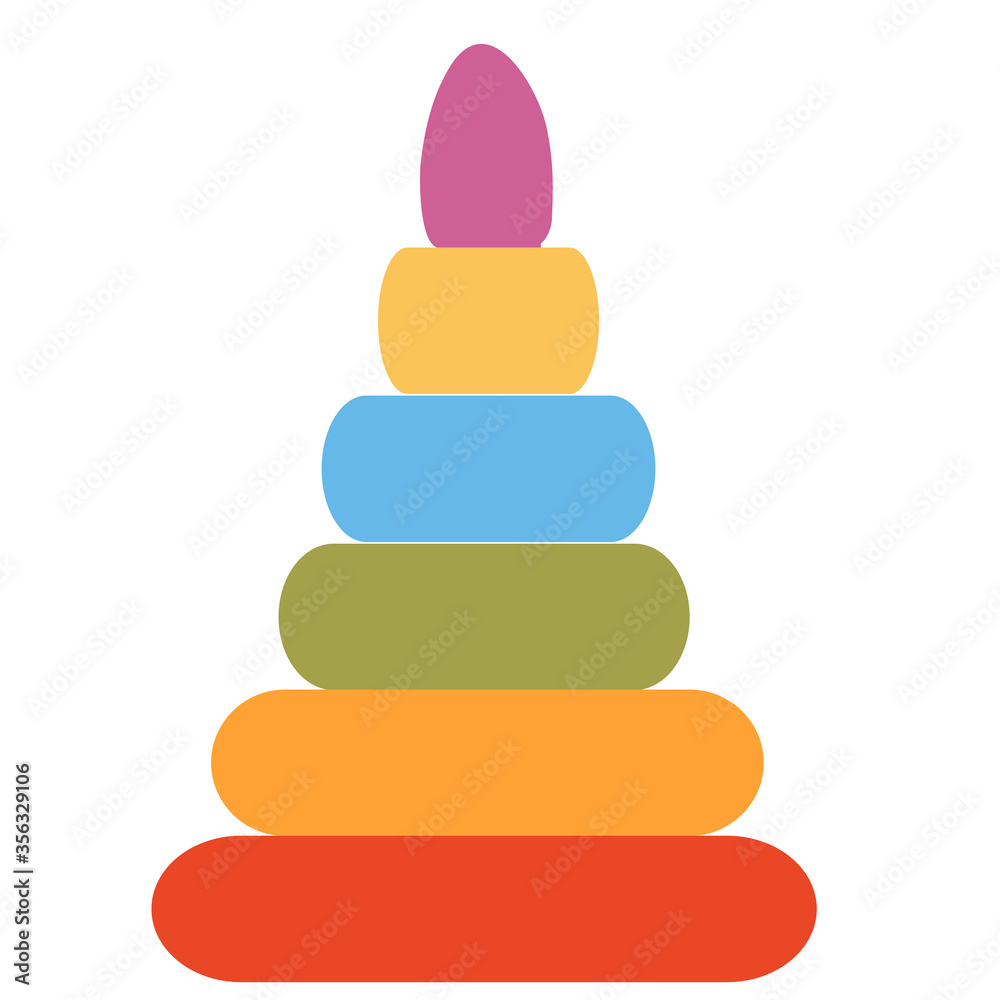 toy pyramid, flat, isolated object on a white background, vector illustration, toy pyramid, flat, isolated object on a white background, vector illustration,