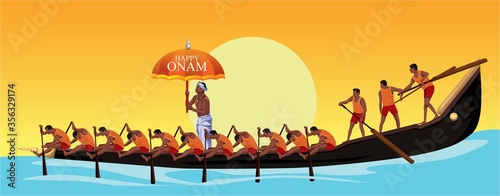 Onam South Indian Festival, Boat race, Vallam-kali team kerala. photo