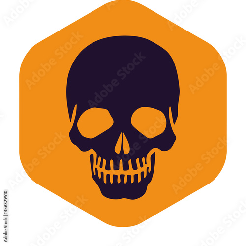 Halloween skull picture. Icon attribute of witchcraft. Vector illustration in flat style isolated on white background for web design.