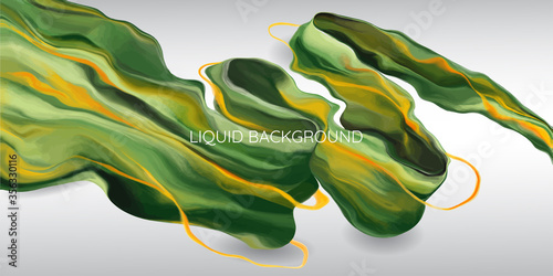 Modern colorful flow poster. Wave Liquid shape in green color. Art design for your project. Vector