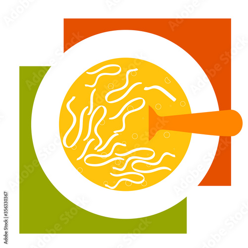 Vector flat style dish with noodle soup.