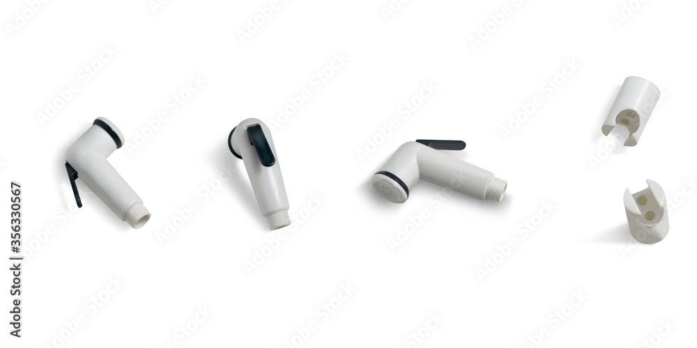 bidet shower, bidet spray, bidet sprayer, bum gun, or health faucet on a white background,with clipping path bidet shower, bidet spray, bidet sprayer, bum gun, or health faucet on a white background,with clipping path