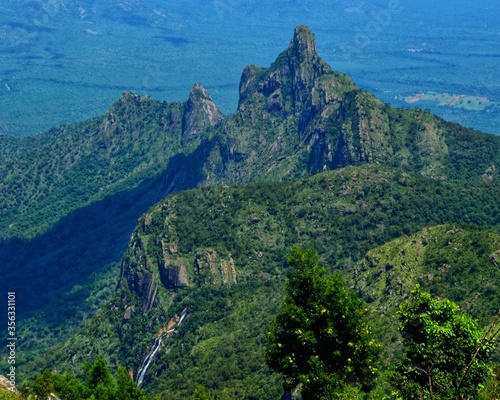 mountain landscape with blue sky and clouds