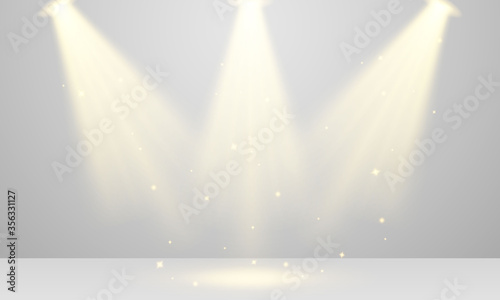 Spotlight isolated on transparent background. Poster for concert show