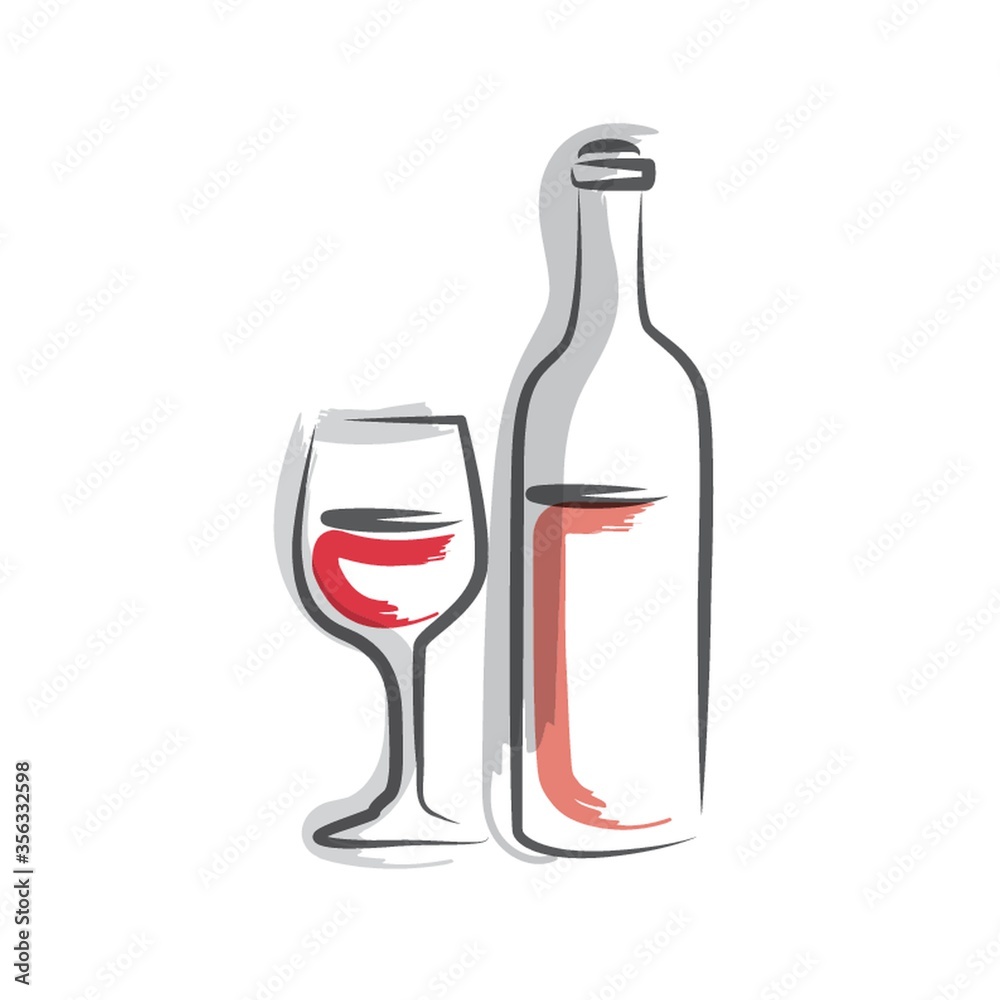 wine bottle and glass wine bottle and glass