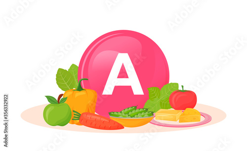 Products rich of vitamin A cartoon vector illustration