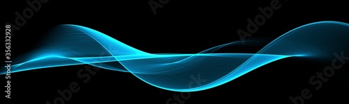  Blue abstraction with waves. Modern panoramic background 