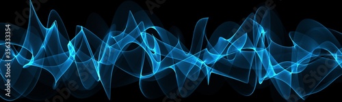  Blue abstraction with waves. Modern panoramic background
