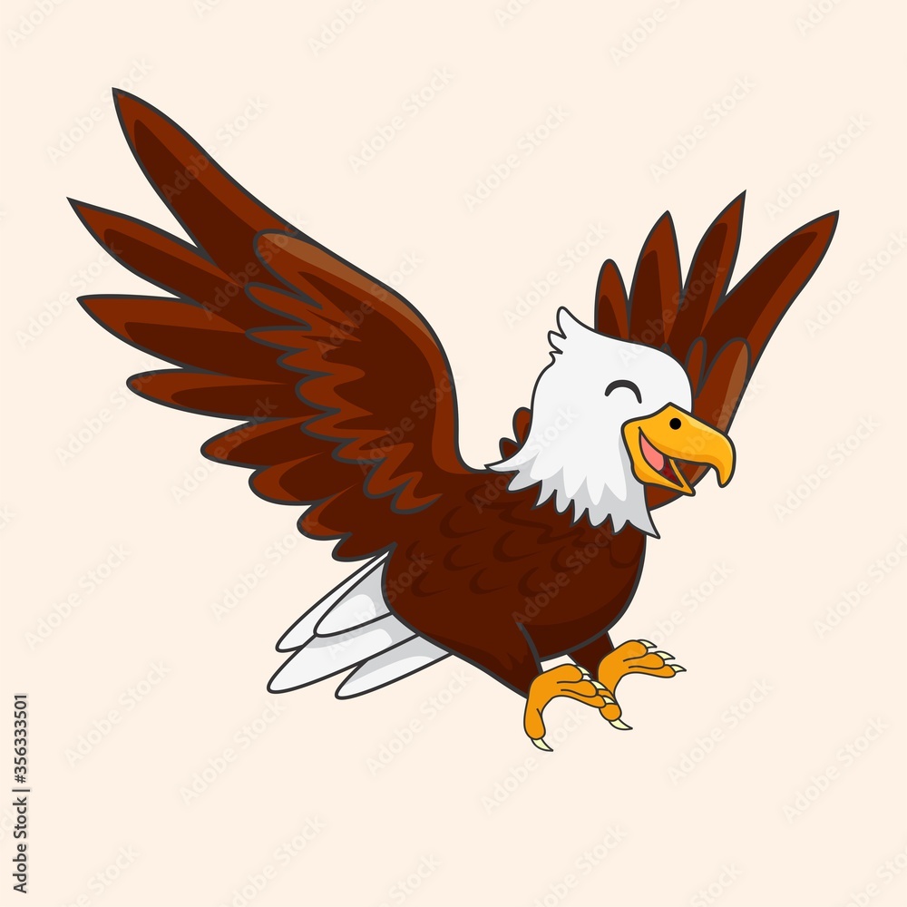 Fototapeta premium Cute Eagle Cartoon Isolated Vector