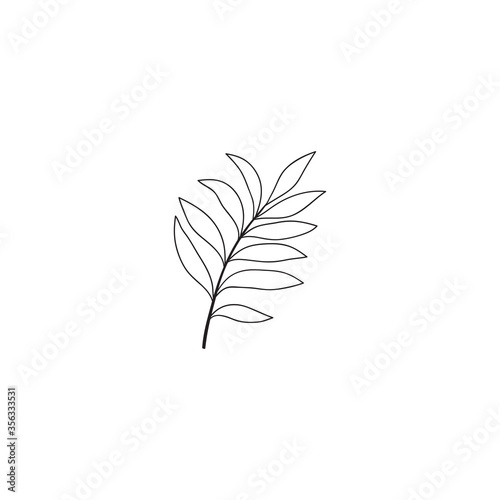 Hand drawn tropical leaf. Only the outline.