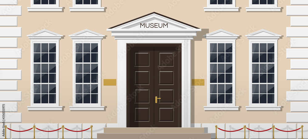 classic museum gallery facade exterior vector illustration