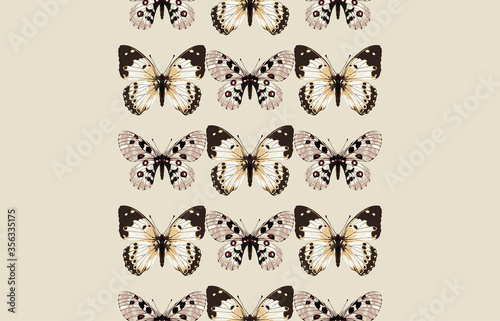 Simple and elegant seamless patterns of butterflies.
