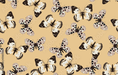 Simple and elegant seamless patterns of butterflies.