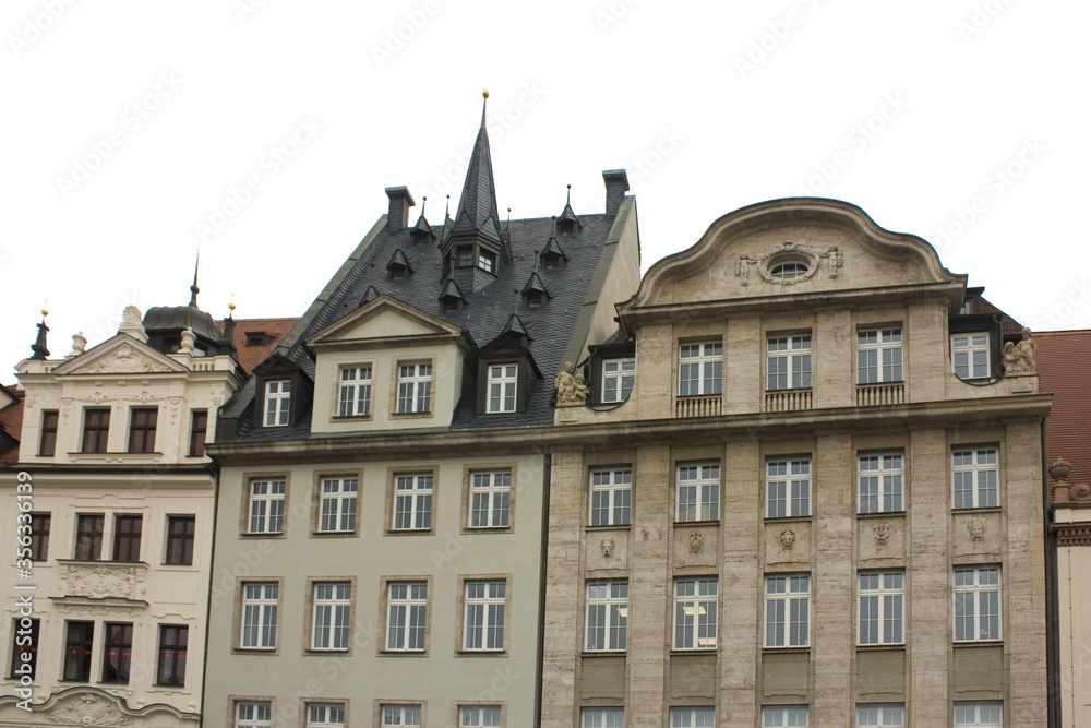 Architecture of Market Square (or Marktplatz) in Leipzig, Germany