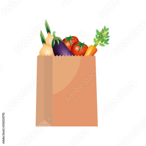 vegetables inside bag design, organic food healthy fresh natural and market theme Vector illustration