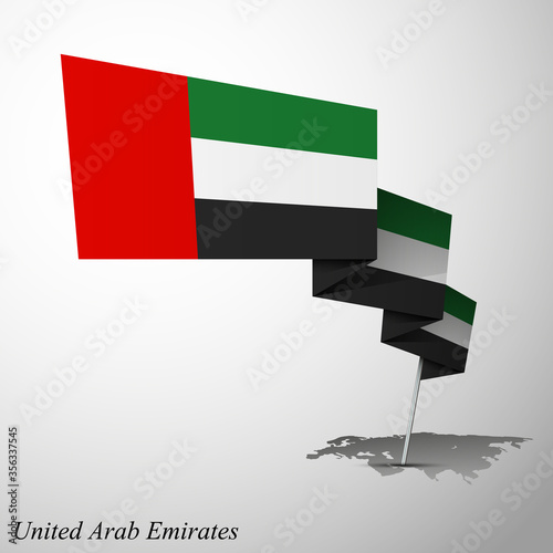 Geometric Waving Flag of United Arab Emirates. Illustration