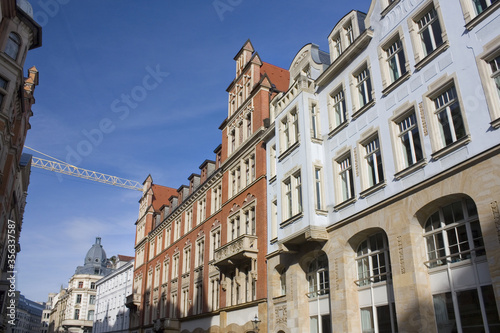 Beautiful buildings in Old Town in Leipzig, Germany