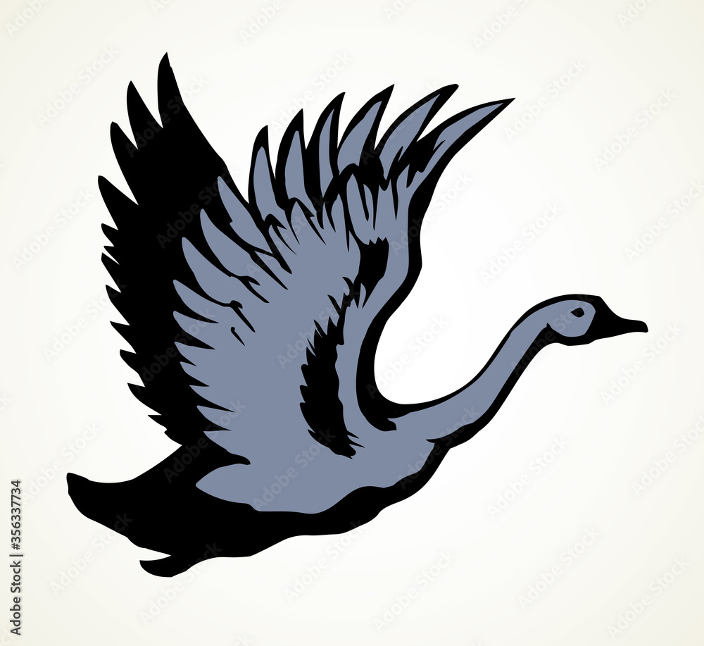 Obraz premium Goose in flight. Vector drawing