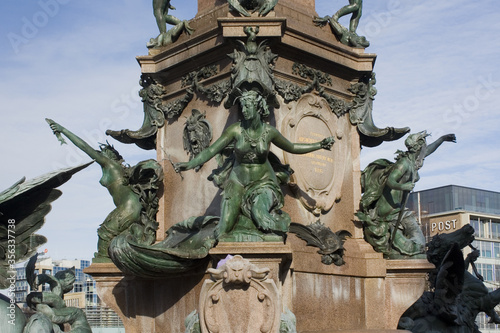 Fragment of Mendebrunnen fountain in Leipzi, Germany