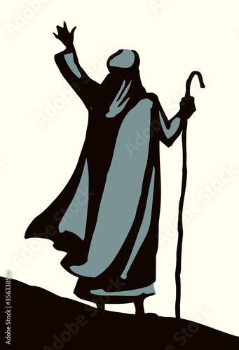Moses with the staff. Vector drawing