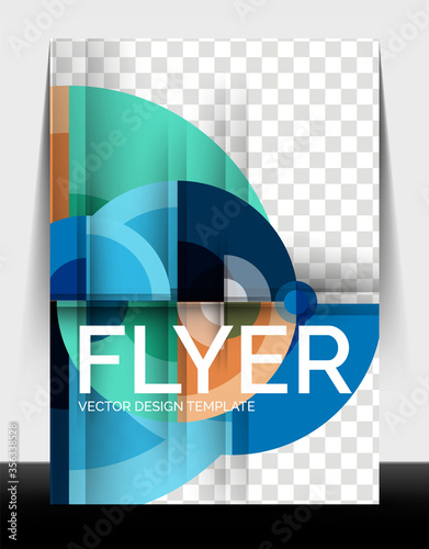 A4 flyer annual report circle design, vector background print template