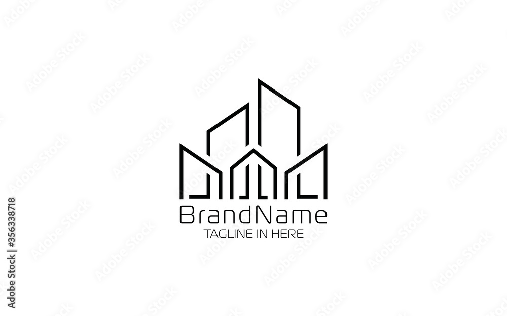 Modern building architecture logo design form with simple line