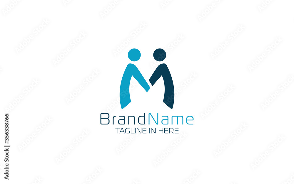 Letter M logo forming hand shake symbol Letter M logo forming hand shake symbol