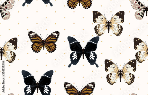 Beautiful and dainty butterflies seamless pattern. © Karmina
