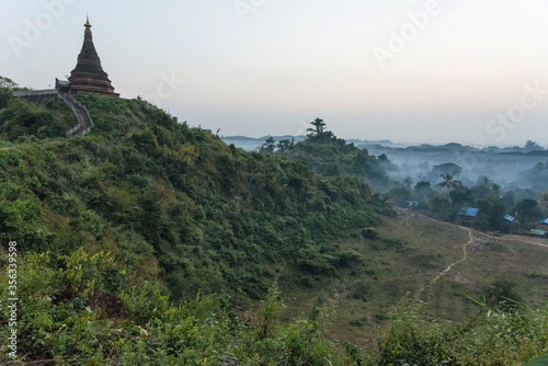 Mrauk u village, stupas and pagodas in Rakhine State Myanmar photo