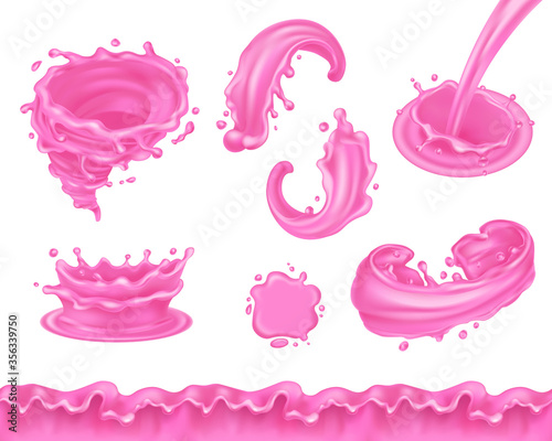 Pink milk splashes set