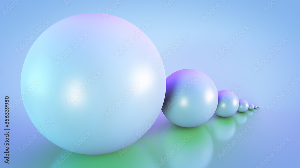 Abstract background. Perspective of the spheres.