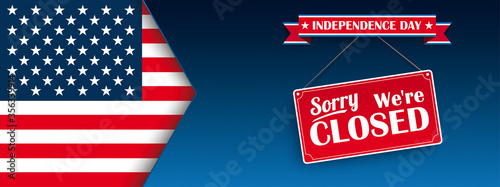 Independence Day Closed USA Flag Header