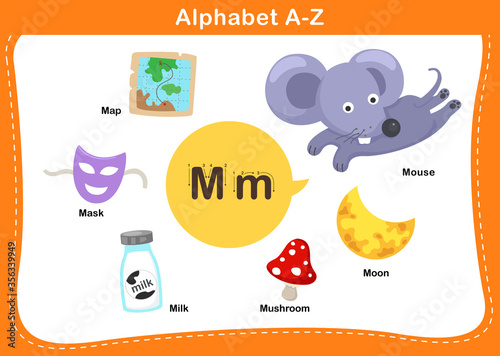 Alphabet Letter M vector illustration