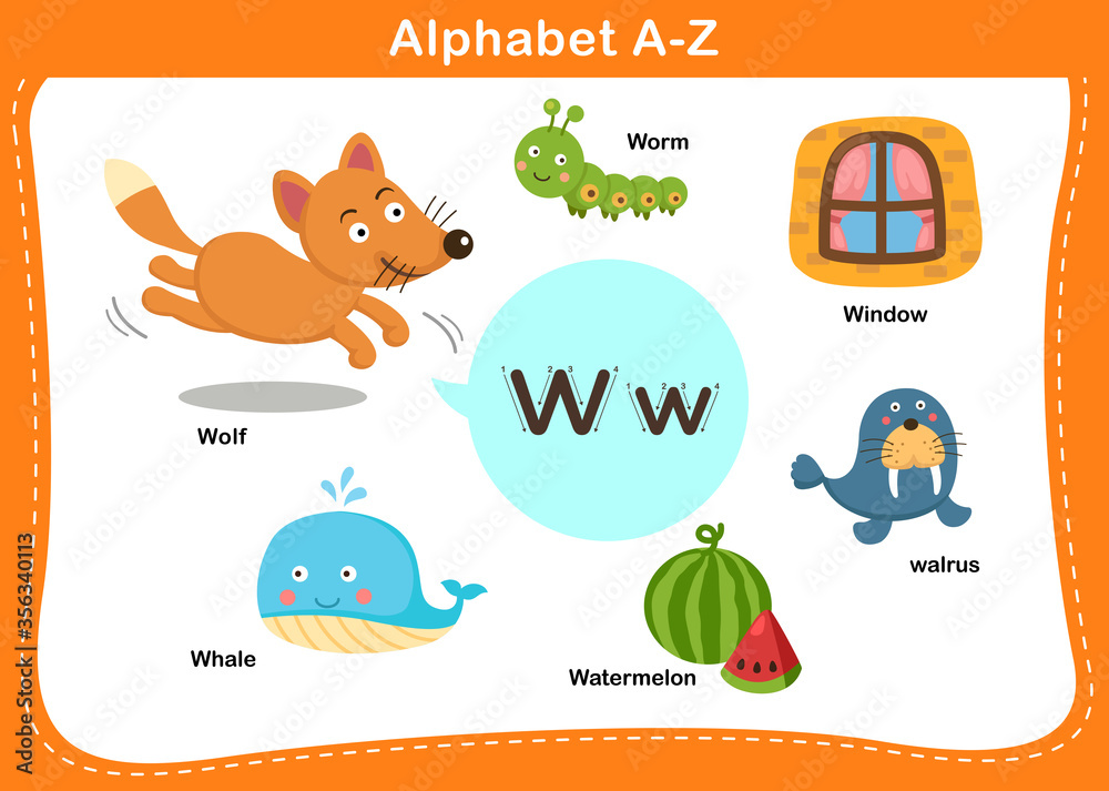 Alphabet Letter W vector illustration