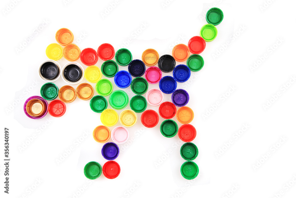 color dog from plastic caps