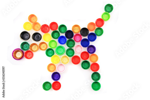 color dog from plastic caps