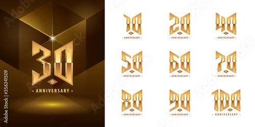 Set of 10 to 100 Anniversary logotype design, Years Celebrate Anniversary Logo