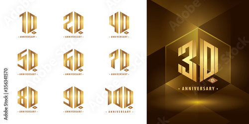 Set of 10 to 100 Anniversary logotype design, Years Celebrate Anniversary Logo