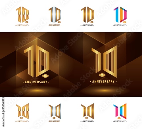 Set of 10th Anniversary logotype design, Ten years Celebrate Anniversary Logo