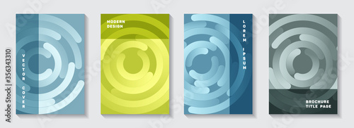 Marketing notebook title pages design. Techno presentation circles swirl vector backdrops. Aim goal 