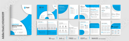Minimal blue multipage business brochure design, professional business profile template layout. photo
