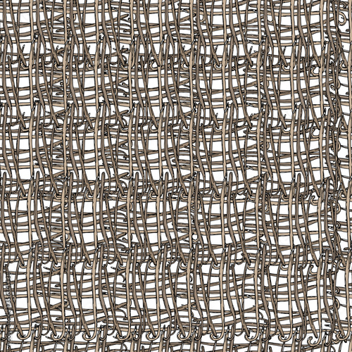 Abstract wicker fiber pattern. Seamless fabric texture of brown branches on a white background.