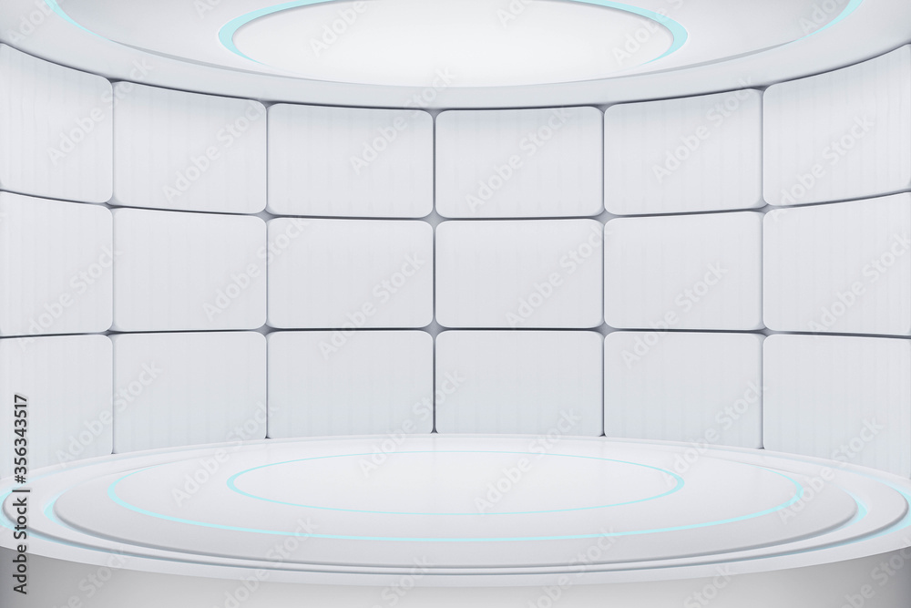ภาพประกอบสต็อก white Modern background and empty stage with blue light ...