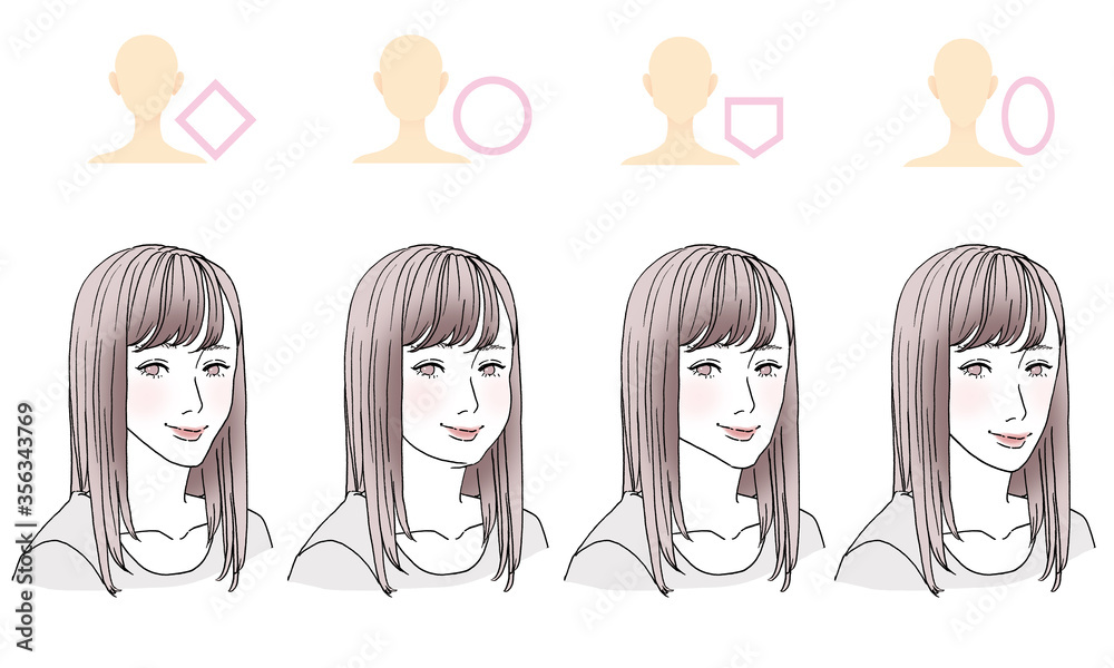 美容イラスト_顔型別ヘアスタイル