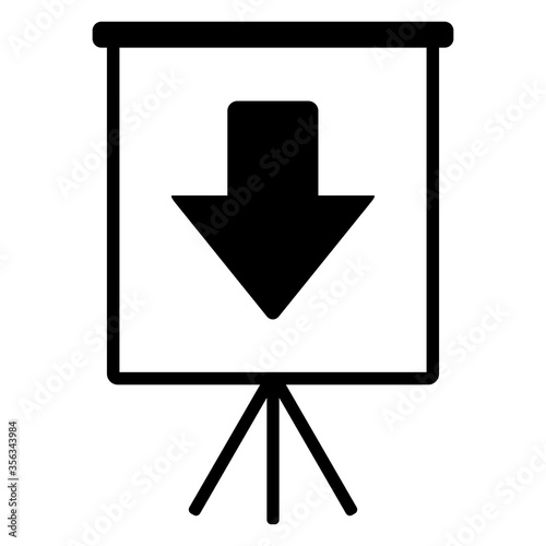 Pfeil nach unten und Flipchart